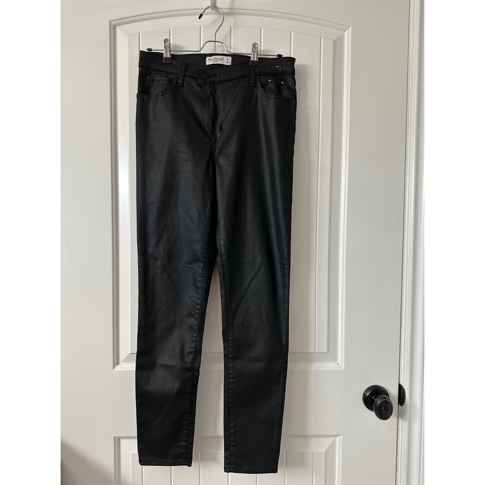 Abercrombie & Fitch Super Skinny Ankle High Rise Shiny Black Pants‎ Size 31